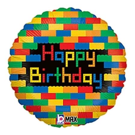 BETALLIC 18 in. Birthday Blocks Flat Balloon, 5PK 86572